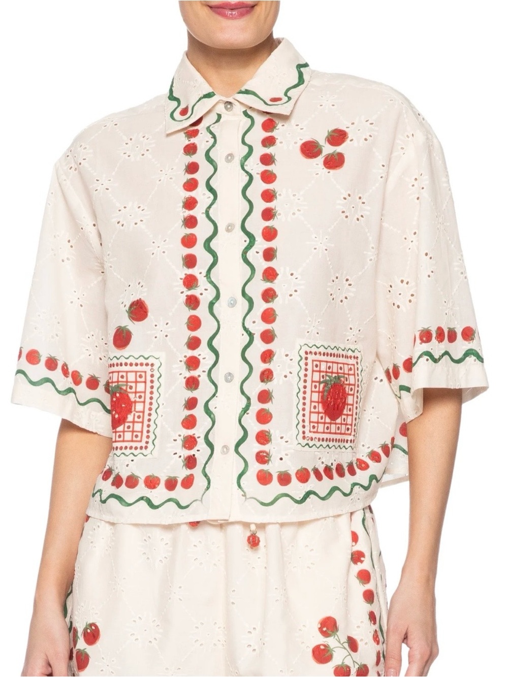 Farm Rio tomatoes embroidered Eyelet Two-Piece Set - Picture 4 of 4